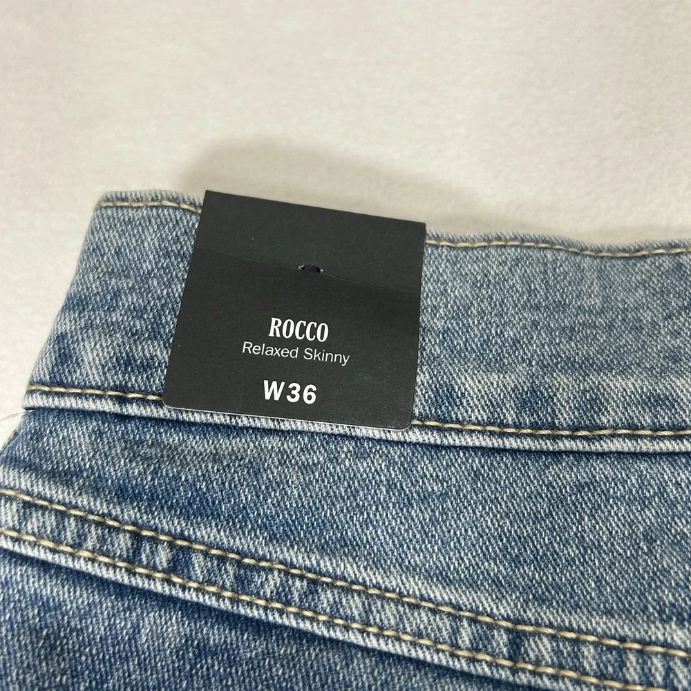 NWT True Religion Mens Rocco SN Flap Shorts Light Wash Size 36 Relaxed‎ Skinny